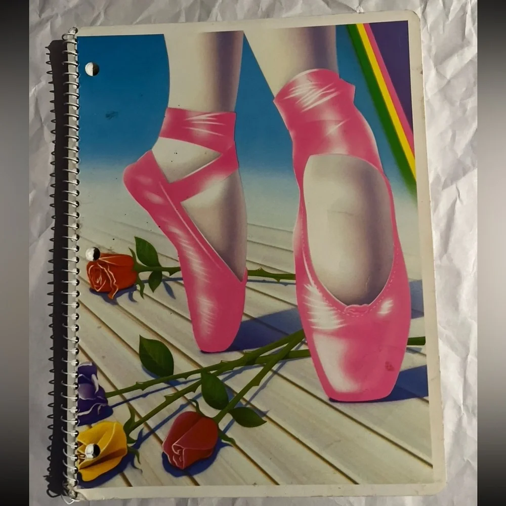 Vintage 1990s Lisa Frank Vibrant Pink Ballet Slippers Notebook